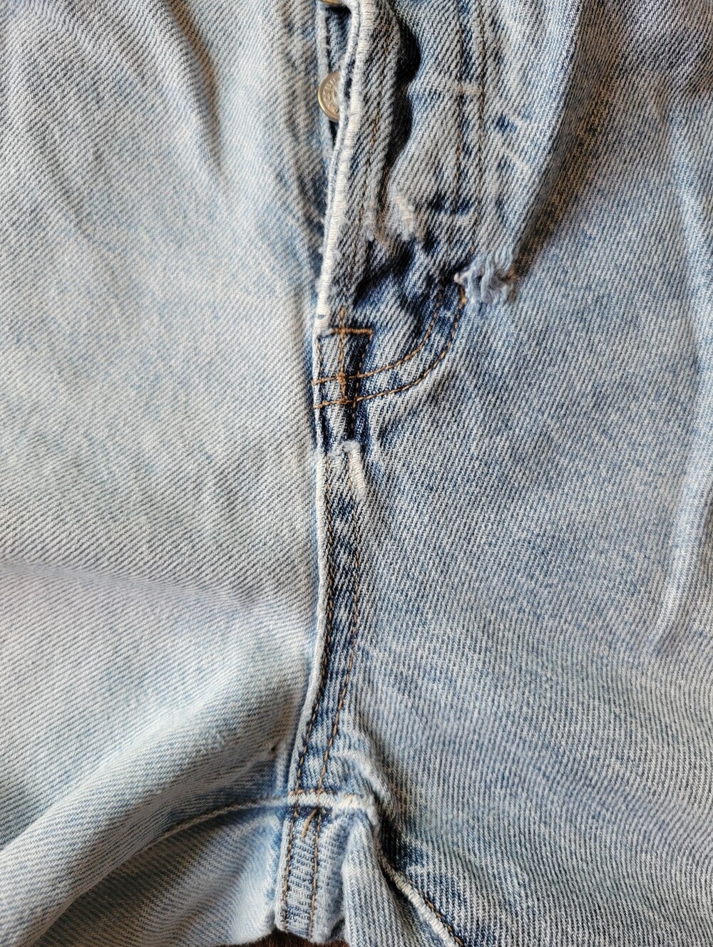 PacSun 100% Cotton Well Worn High Waist Straight Leg Distressed Denim Jeans - Picture 3 of 9
